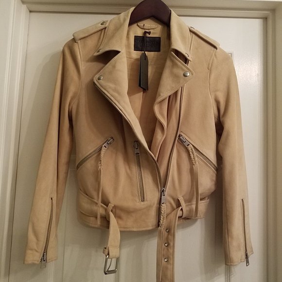 NWT All Saints Balfern leather biker jacket US 4 - Picture 3 of 16